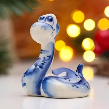 Новый год. Сувенир "Удав" 7х6,5 см, гжель