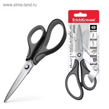 Ножницы ErichKrause Megapolis Ergo, 17 см, серо-черные