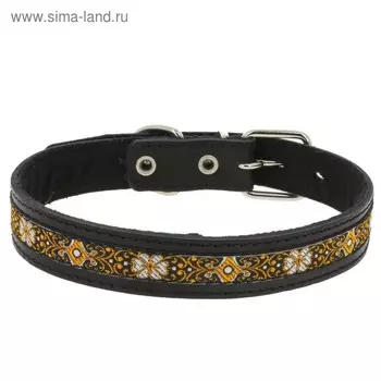 Ошейник кожаный с тесьмой, ОШ 39-46 х 2,5 см, микс цветов