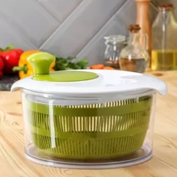 Овощерезка универсальная Доляна Fresh cook, 7 насадок, центрифуга для зелени, белая, зелёная