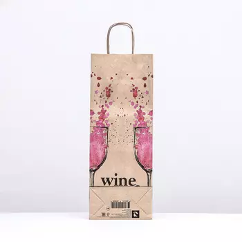 Пакет бумажный, крафт 80 г/м2 39 х 15 х 8 см "wine not"