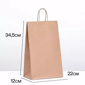 Пакет бумажный крафт 90 г/м, круглая ручка 221234.5 см