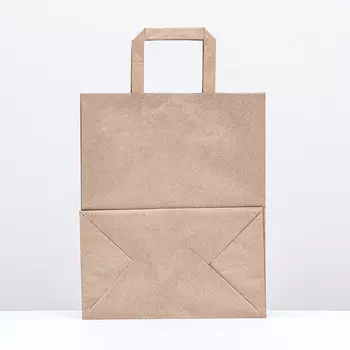 Пакет бумажный крафт, плоская ручка 241429 см, 90 г/м