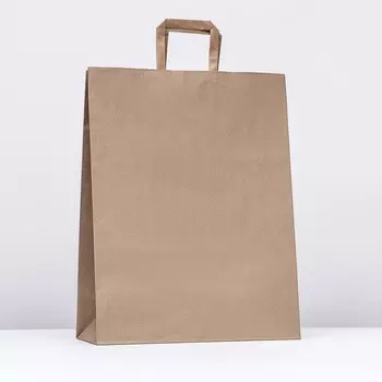 Пакет бумажный крафт, плоская ручка 351545 см, 90 г/м
