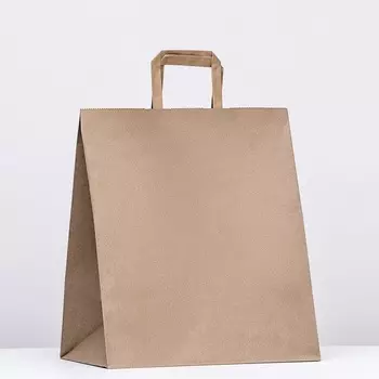 Пакет бумажный, плоская ручка крафт 322037 см, 90 г/м