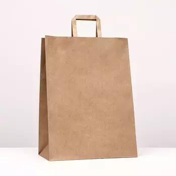Пакет бумажный, плоская ручка крафт 321743 см, 90 г/м