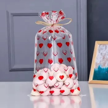 Пакет фасовочный БОПП, "Сердца" 20*35 см набор 50 шт