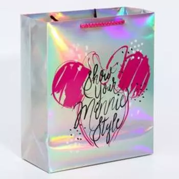Пакет голография горизонтальный "Show your Minnie style", Минни Маус, 25 х 21 х 10 см