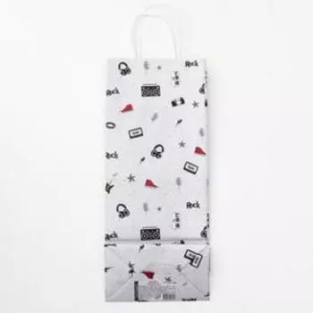 Пакет крафт "Men's day, рок", 14 х 8 х 33 см