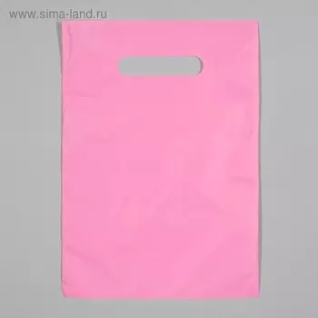 Пакет полиэтиленовый, с вырубной ручкой, однотонный розовый, 2030, 33 мкм