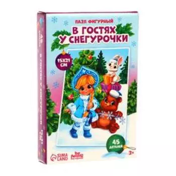 Пазл фигурный «Новый год! В гостях у Снегурочки», 45 деталей