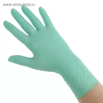 Перчатки Benovy Q, нитриловые, текстурированные, размер S, зеленые, 50 пар