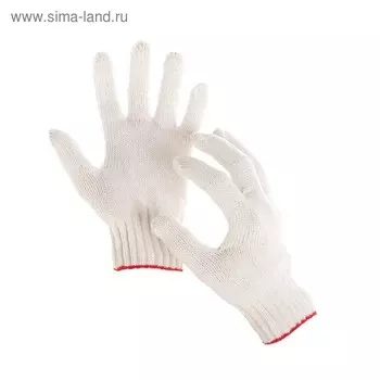 Перчатки, х/б, вязка 7 класс, 5 нитей, размер 9, без покрытия, белые