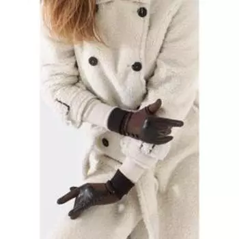 Перчатки женские, безразмерные, без утеплителя, цвет коричневый