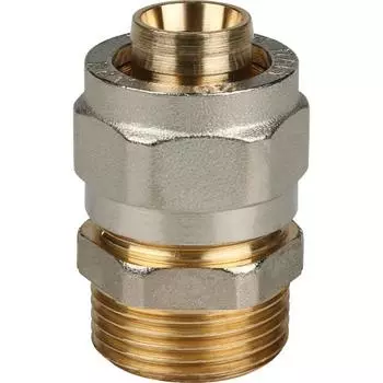 Переходник STOUT SFS-0001-003420, 3/4"x20 мм, наруж.резьба, для металлопласт.труб, винтовой