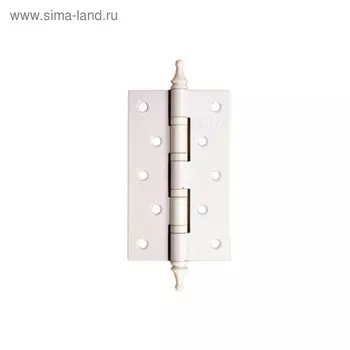 Петля дверная "АЛЛЮР" 2553 4BB-CHP WW, 127х76 мм, 4 подшипника, белая, 2 шт.