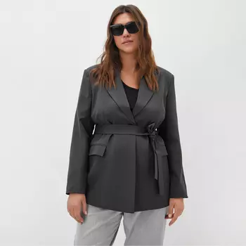 Пиджак женский с поясом MIST plus-size, р.58, серый