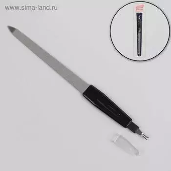 Пилка-триммер металлическая для ногтей, 19 см, с защитным колпачком, чёрная