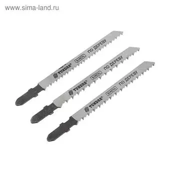 Пилки для лобзика ТУНДРА, BIMETAL, по дереву, 3 шт. 75/100 х 2.5 мм, T101BF