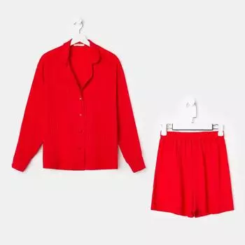 Пижама женская (жакет, шорты) KAFTAN, красная, размер 44-46