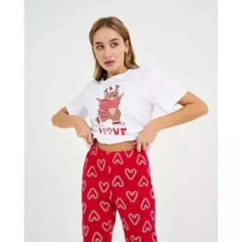 Пижама новогодняя женская (футболка и брюки) KAFTAN "Love" размер 48-50