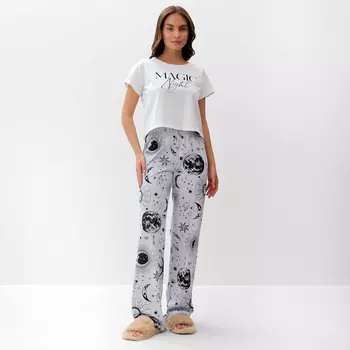 Пижама женская (футболка, брюки) KAFTAN Magic night, размер 40-42, белая