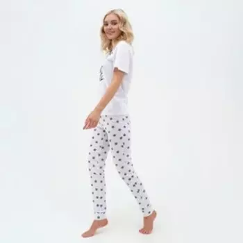 Пижама женская (футболка, брюки) KAFTAN Sleep, размер 40-42, белая