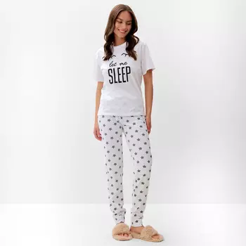 Пижама женская (футболка, брюки) KAFTAN Sleep, размер 48-50, белая