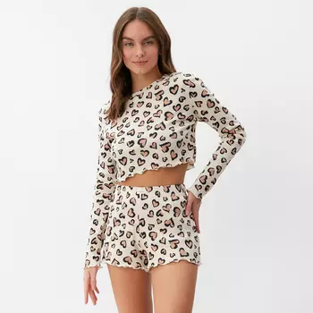 Пижама женская (лонгслив, шорты) KAFTAN Leo love, размер 40-42