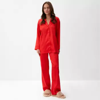 Пижама женская (рубашка, брюки) KAFTAN «Леопард», красная, размер 40-42