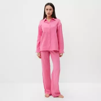 Пижама женская (рубашка, брюки) KAFTAN Basic, размер 48-50, розовая