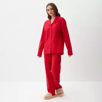 Пижама женская (рубашка, брюки) KAFTAN Basic, размер 40-42, красная