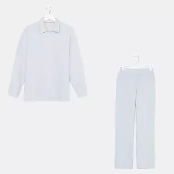 Пижама женская (рубашка, брюки) KAFTAN Basic, размер 48-50, серо-голубая