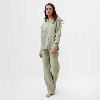 Пижама женская (рубашка, брюки) KAFTAN Basic, размер 52-54, зелёная