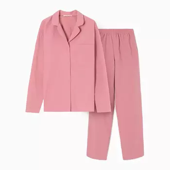 Пижама женская (рубашка, брюки) KAFTAN Basic, размер 44-46, розовая