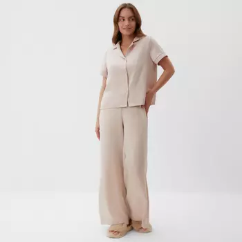 Пижама женская (рубашка, брюки) KAFTAN, размер 44-46, пудровая