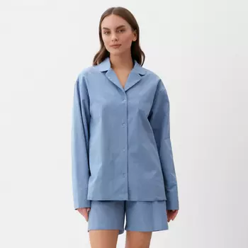 Пижама женская (рубашка, шорты) KAFTAN Basic, размер 44-46, голубая