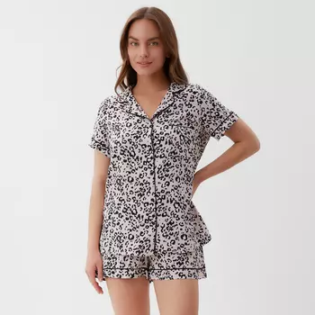 Пижама женская (рубашка, шорты) KAFTAN Leo, размер 44-46, розовая
