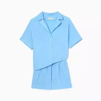 Пижама женская (рубашка, шорты) KAFTAN Basic, размер 40-42, голубая
