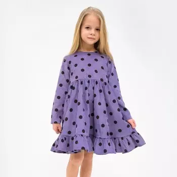 Платье детское KAFTAN «Горох», размер 30 (98-104 см), сиреневое