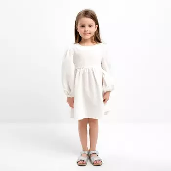 Платье детское с длинным рукавом KAFTAN «Муслин», размер 34 (122-128 см), белое