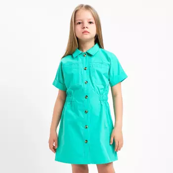 Платье детское с карманами KAFTAN, размер 30 (98-104 см), зелёное