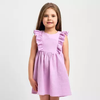 Платье детское с рюшей KAFTAN «Муслин», размер 30 (98-104 см), лиловое