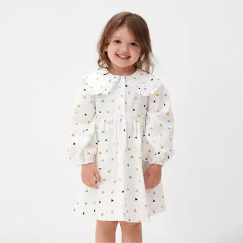 Платье детское с воротником KAFTAN, размер 32 (110-116 см), белое