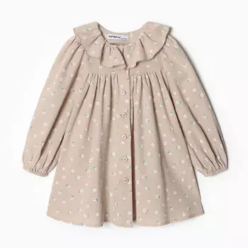 Платье детское с воротником KAFTAN, размер 28 (86-92 см), бежевое