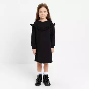 Платье с рюшей KAFTAN Basic line, размер 32 (110-116 см), чёрный