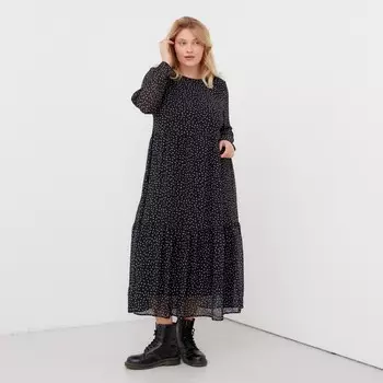 Платье миди женское MIST plus-size, размер 56, чёрное
