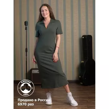 Платье женское, размер 52, цвет хаки
