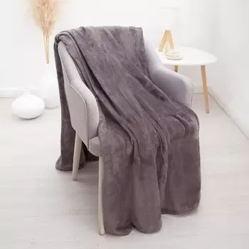Плед Plain 140х200см, цвет серый, микрофибра 190г/м пэ