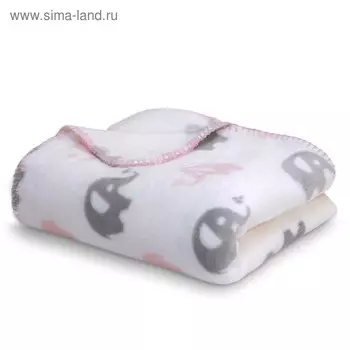 Плед, размер 100 140 см, принт слоники